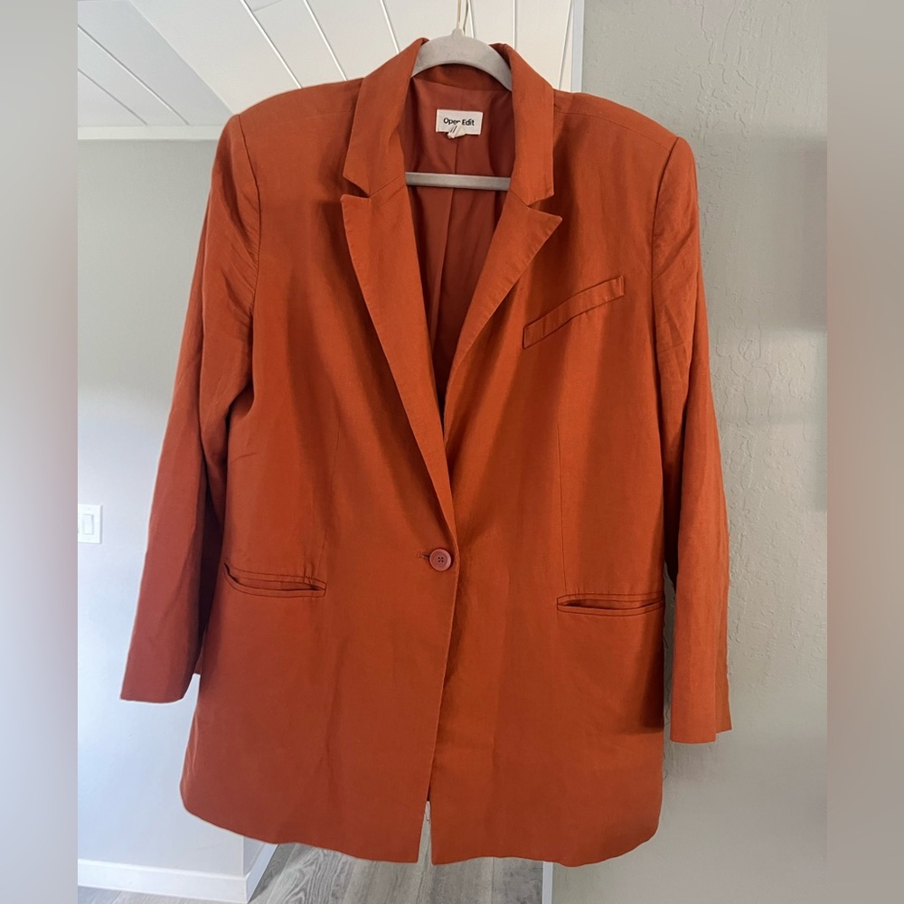 Oversized Linen Orange Blazer